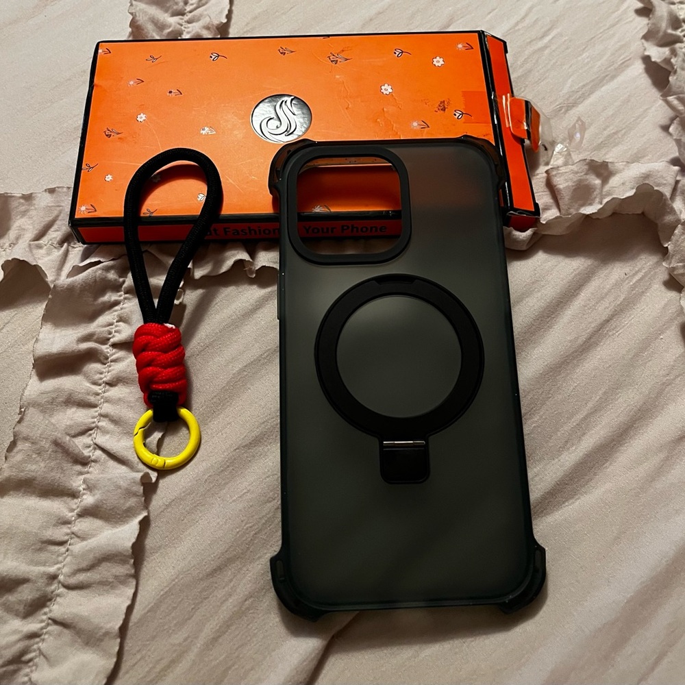 Protective Black Phone Case with Ring Holder iPhone 15 pro max